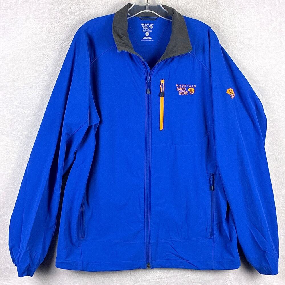 Mountain Hardwear Softshell Nylon Jacket Mens L Blue Preppy Outdoors Hiking